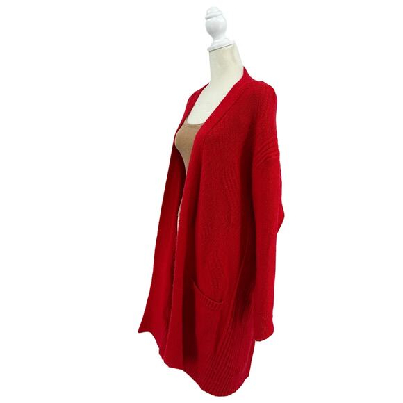 Terra & Sky Open Front Long Cardigan WMNS 2X 20W-22W Red Plus Boyfriend Sweater - Picture 4 of 7